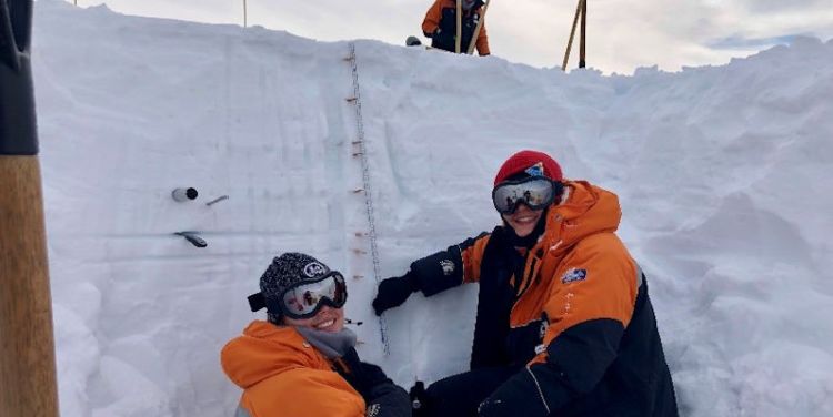 Bryony Freer measuring snow layers
