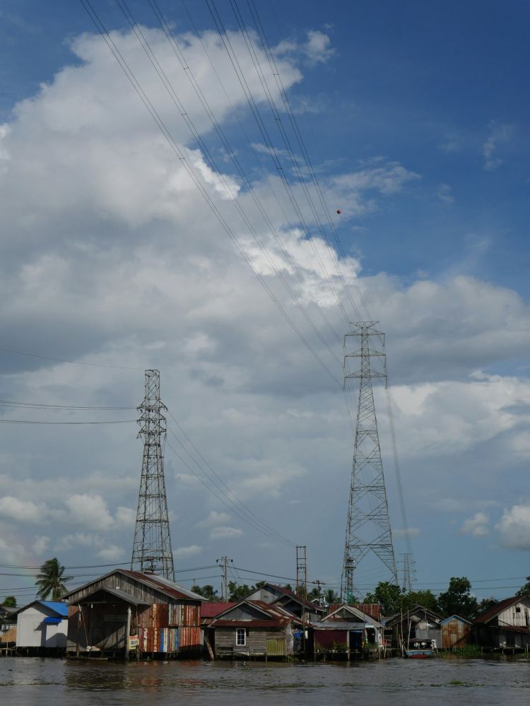 Houses on the river in Banjarmasin, Indonesia