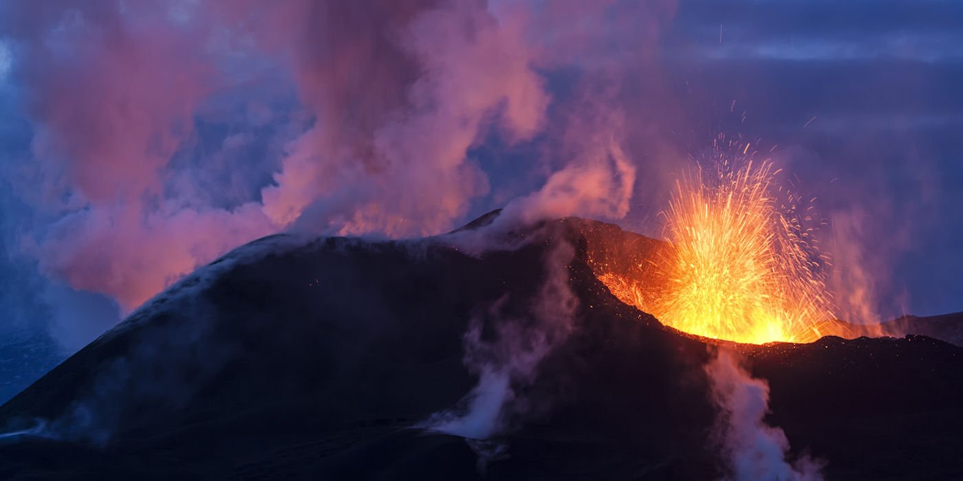 Volcano erupting