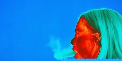 Infrared image of person breathing