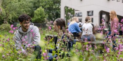 Geography students in Sustainable Garden