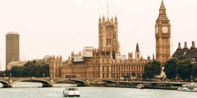 The Houses of Parliament and Big Ben from across the Thames