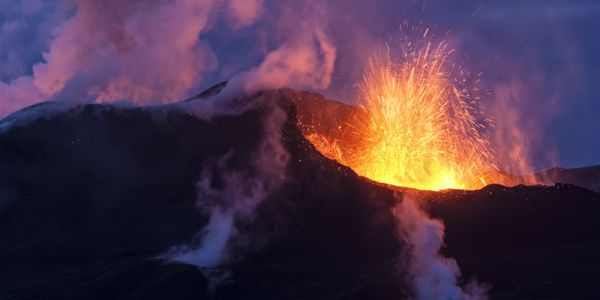 Volcano erupting