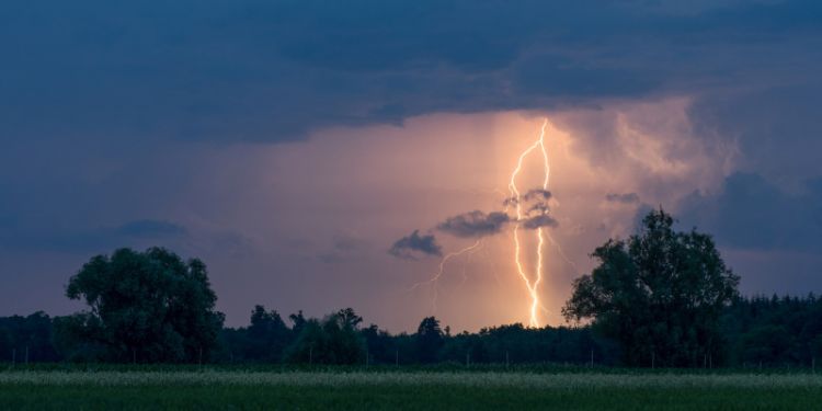 Lightning striking over a field with trees
Picture free to use via Uplash/Flash Dantz