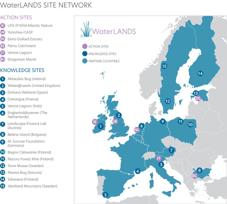 A map for the project WaterLANDS.